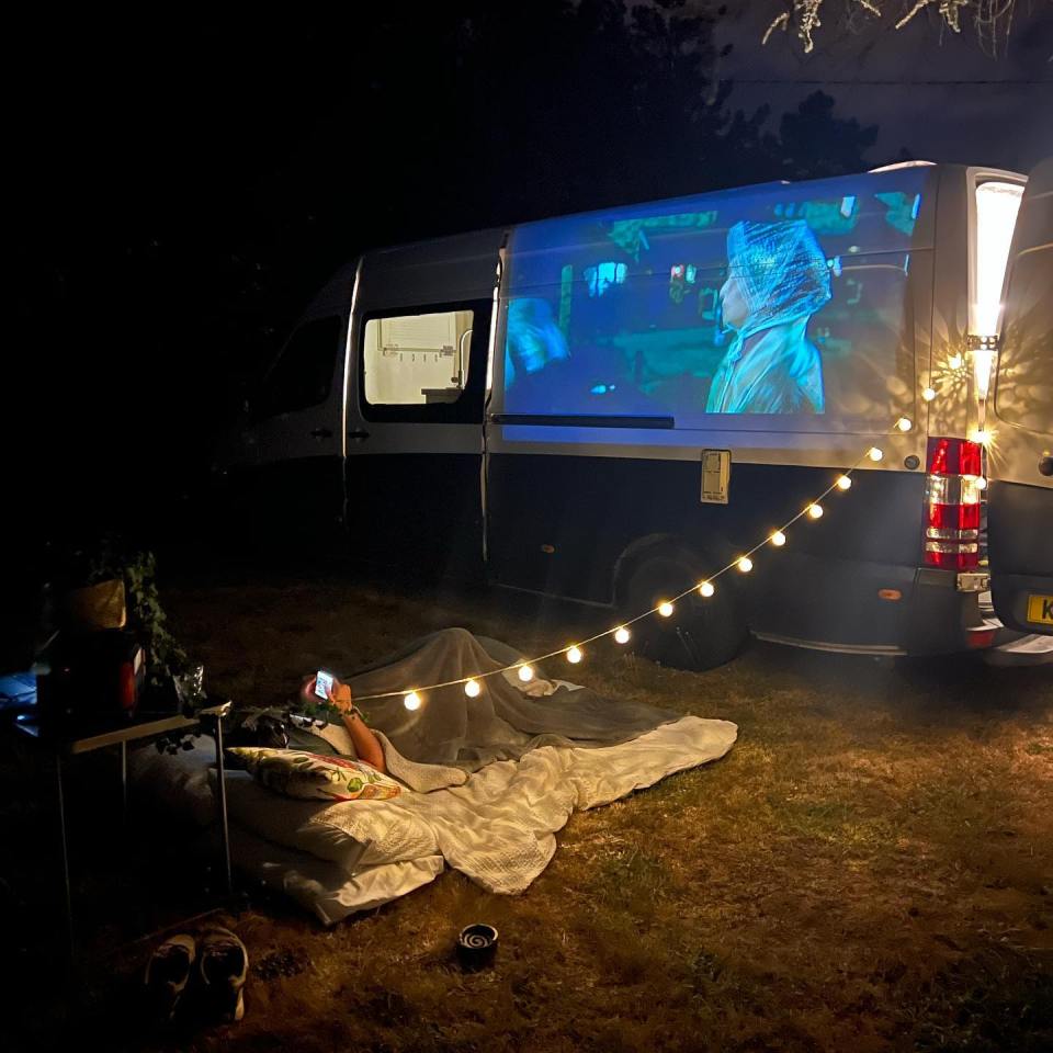 They can watch movies projected onto their camper van