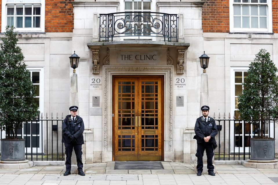 Police are now posted outside The London Clinic