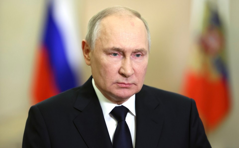 Vladimir Putin pictured during his ‘Reunification Day’ address