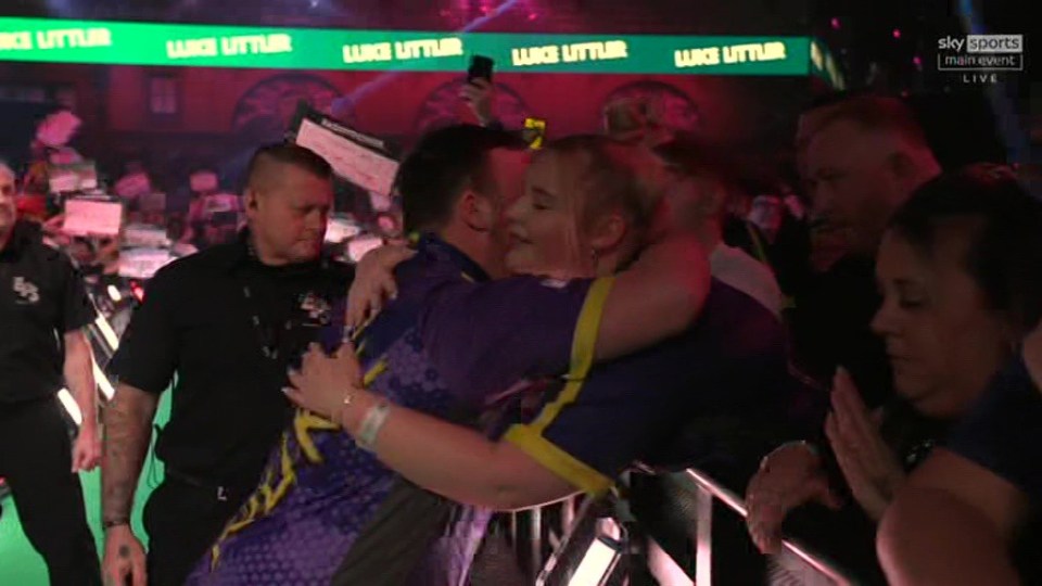 Luke Littler emotionally hugged his girlfriend Eloise before the final