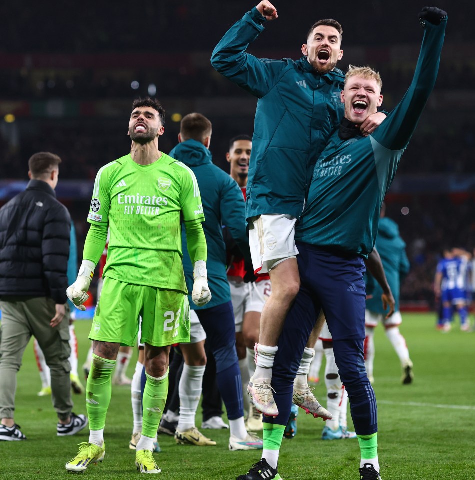 Despite being dropped again, Aaron Ramsdale shared Arsenal's joy after fellow keeper David Raya was the star performer against Porto