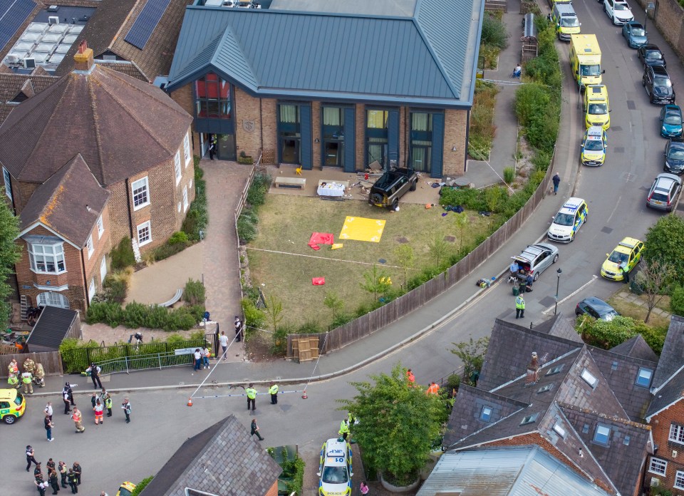 The Land Rover smashed through a fence before ploughing into a tea party and killing two kids