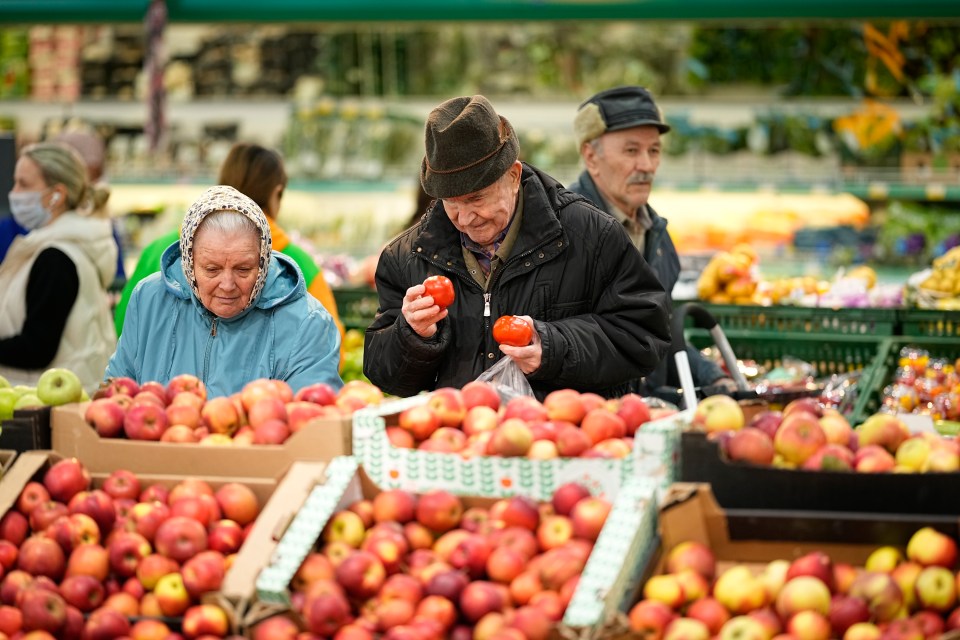 The shelves at Moscow supermarkets are full of fruit and vegetables, cheese and meat