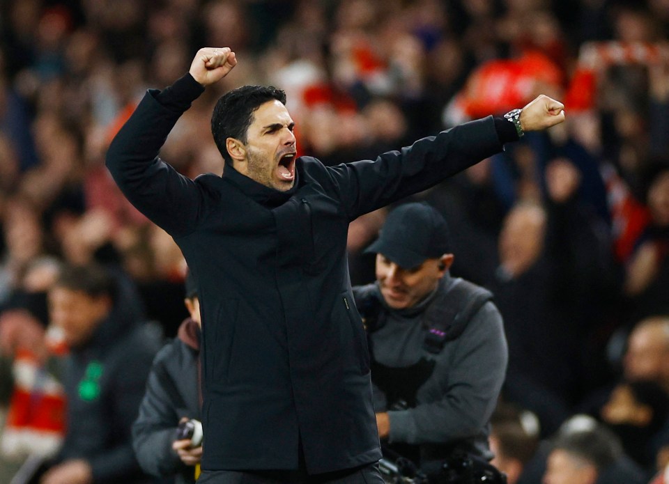 Mikel Arteta roared in delight