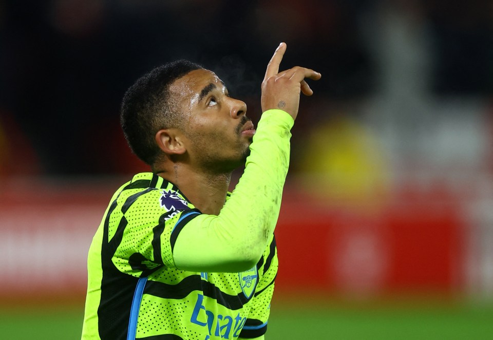 Gabriel Jesus remains out for Arsenal