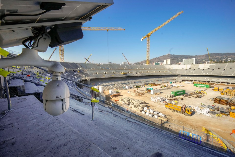 Dust and cranes cover the ground