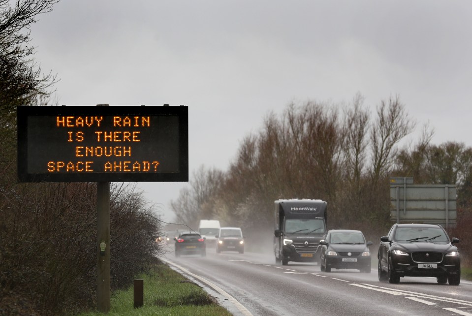 Heavy rain in Cambridgeshire on Thursday