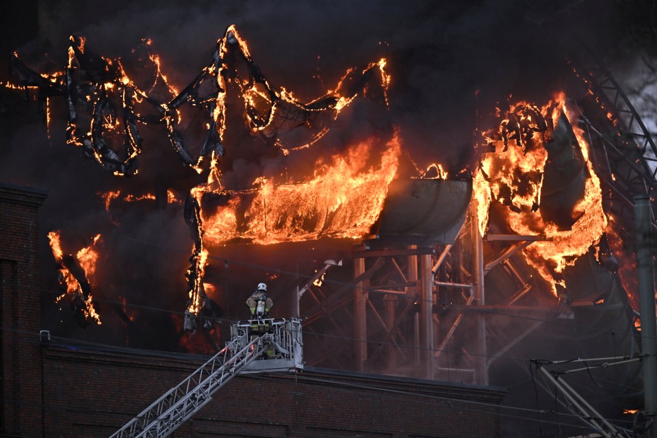 A fire broke out at the Liseberg amusement park’s new water world Oceana in Goteborg, Sweden