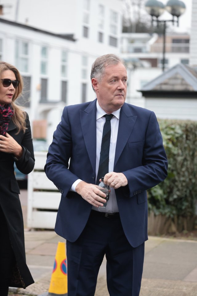 Former GMB colleague Piers Morgan attended the service with his wife, Celia Walden