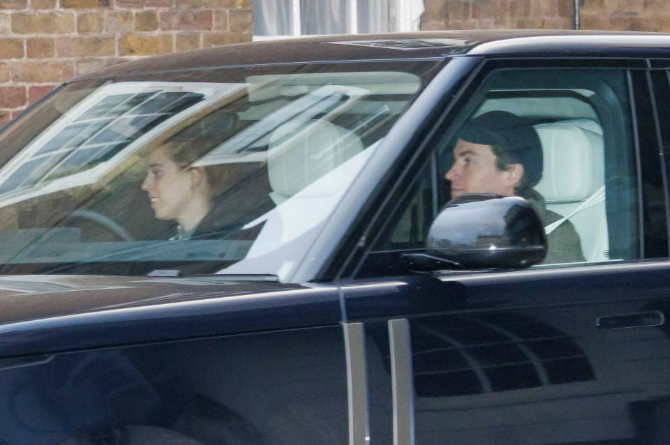 Princess Beatrice and husband Edoardo Mozzi are seen leaving Clarence House this morning