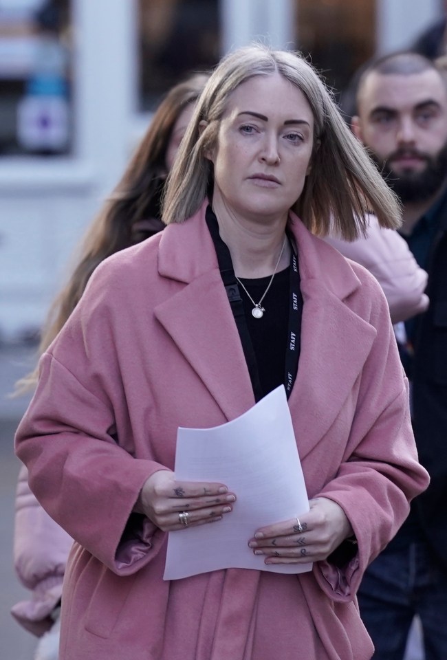 Esther Ghey, the mother of murdered 16-year-old Brianna Ghey, arrives for a vigil in Golden Square, Warrington