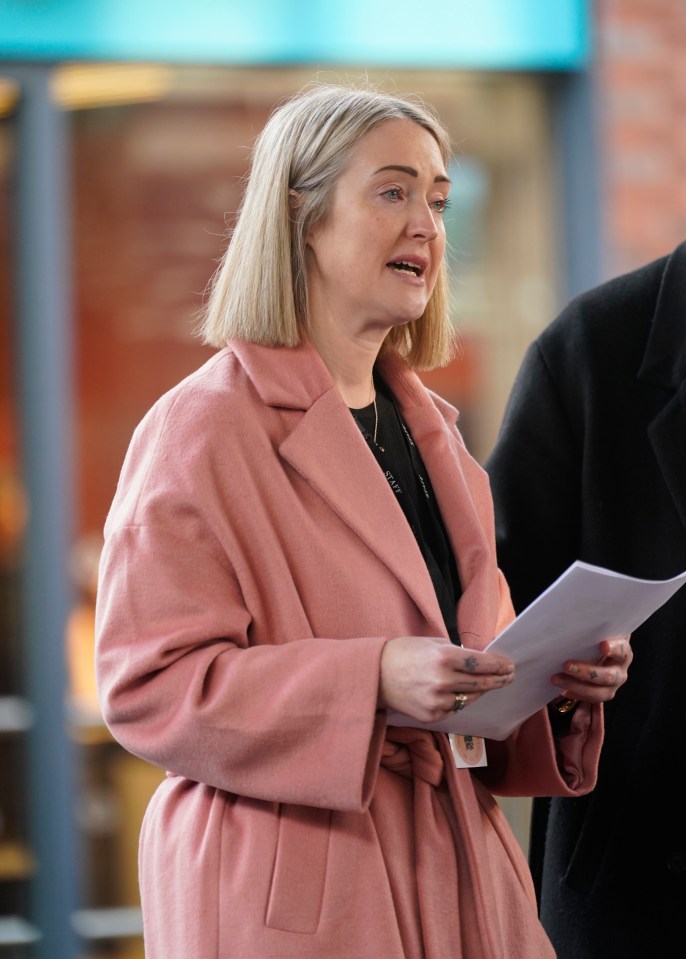 Esther Ghey, the mother of murdered 16-year-old Brianna Ghey, speaking at a vigil in Golden Square, Warrington