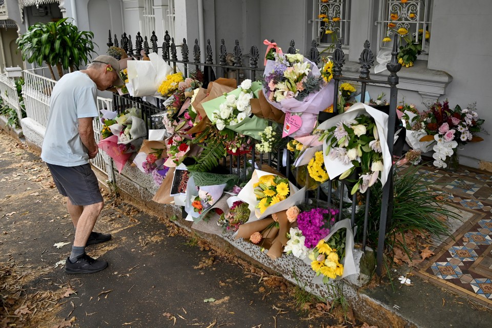 Flowers outside Mr Baird's Paddington house in Sydney