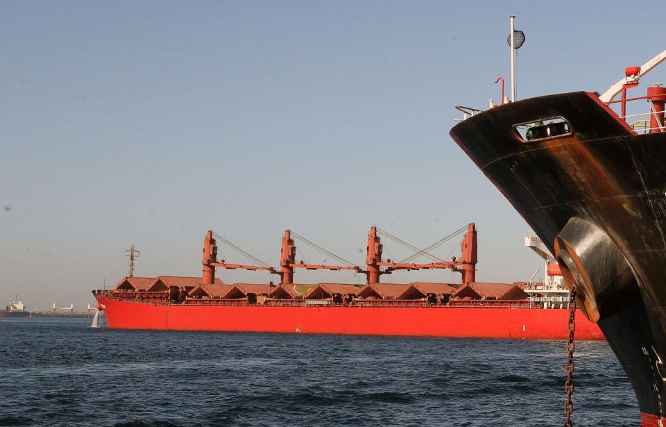 A cargo ship enters the Mersin port in Turkey on January 5, 2024