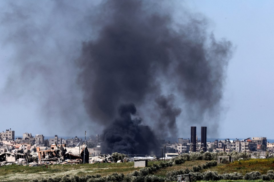 Smoke billowing over the Gaza Strip during Israeli bombardment