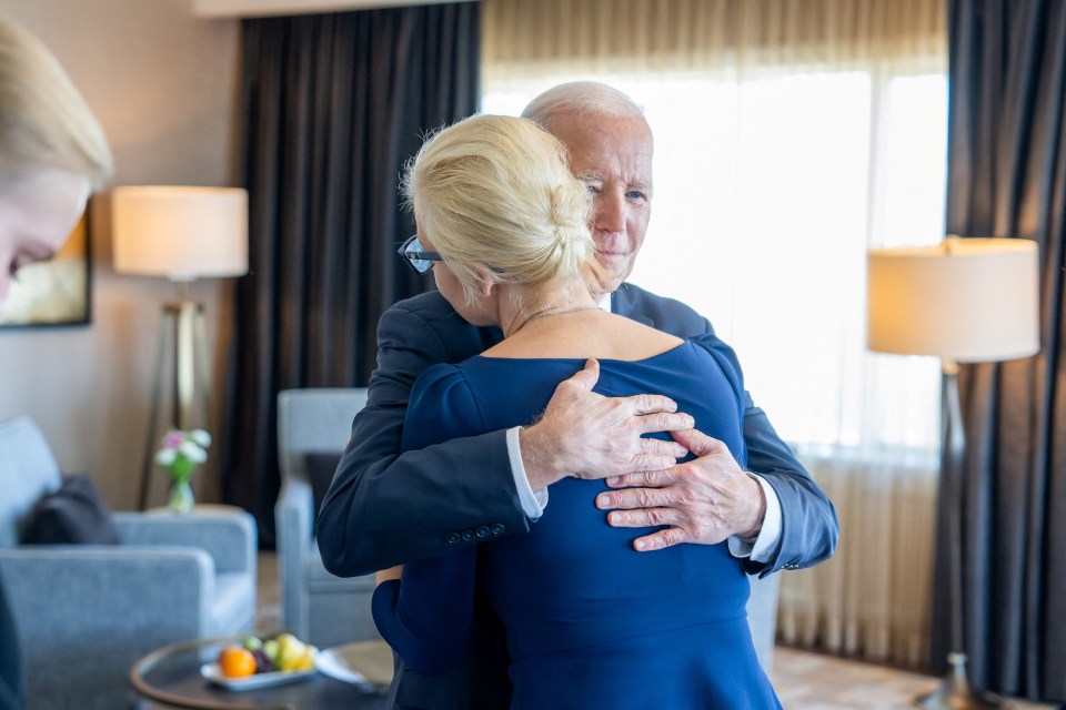 US President Joe Biden embraces Navalny's widow Yulia in California