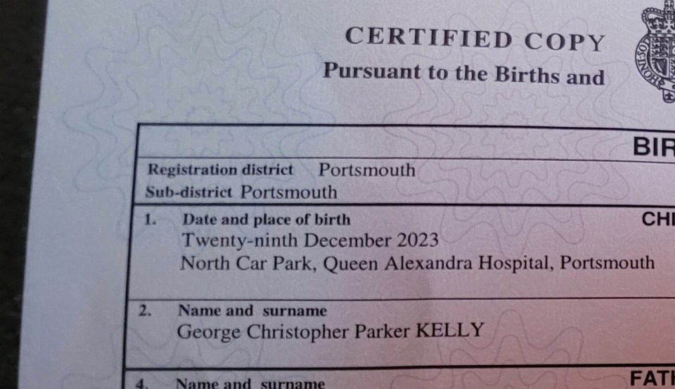 'Car park' is listed as where George was born on his birth certificate