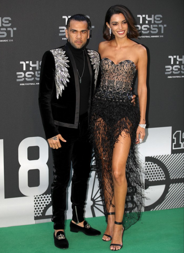 Alves with wife Joana Sanz in 2018 – the model filed for divorce last year