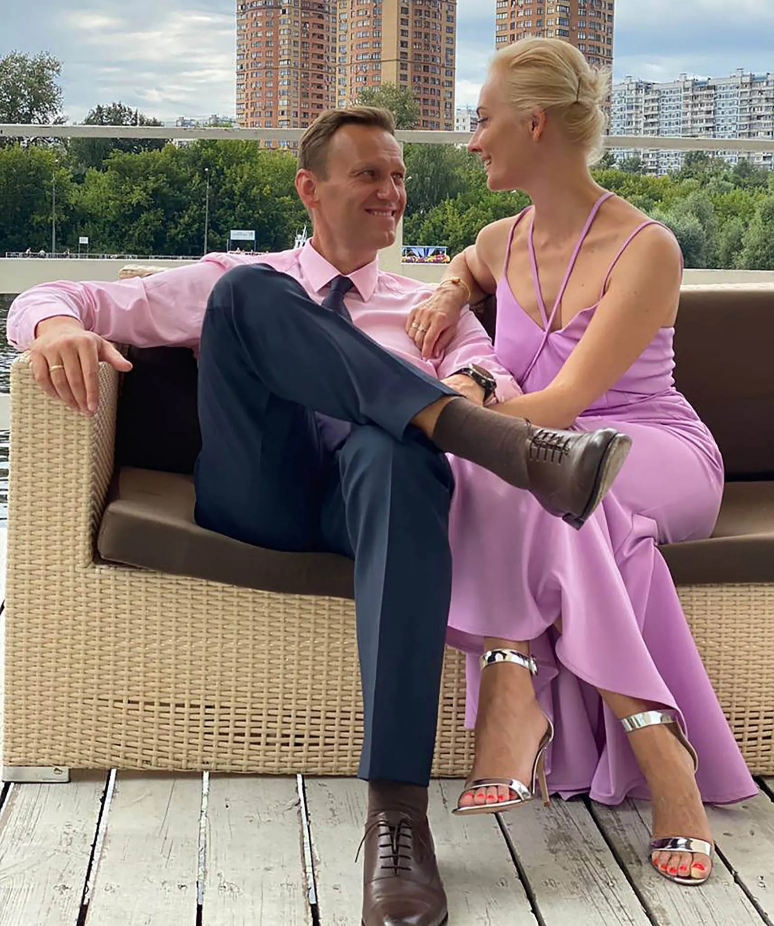 Alexei Navalny and his wife Yulia - pictured in happier times