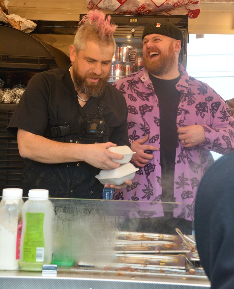 Tom Walker and Spudman selling baked potatoes