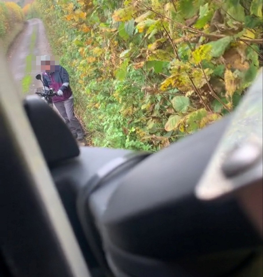 A lorry driver found themselves locked in a furious row with a cyclist on a country road