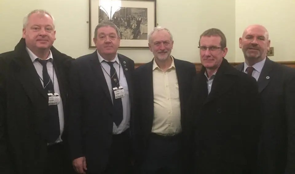 Fisher with militant pals Jeremy Corbyn and Mick Whelan