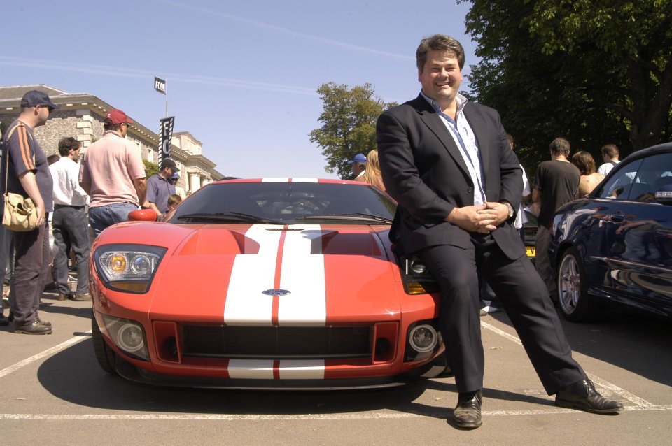 Jason Dawe at the Sunday Times supercar enclosure with the Ford GT