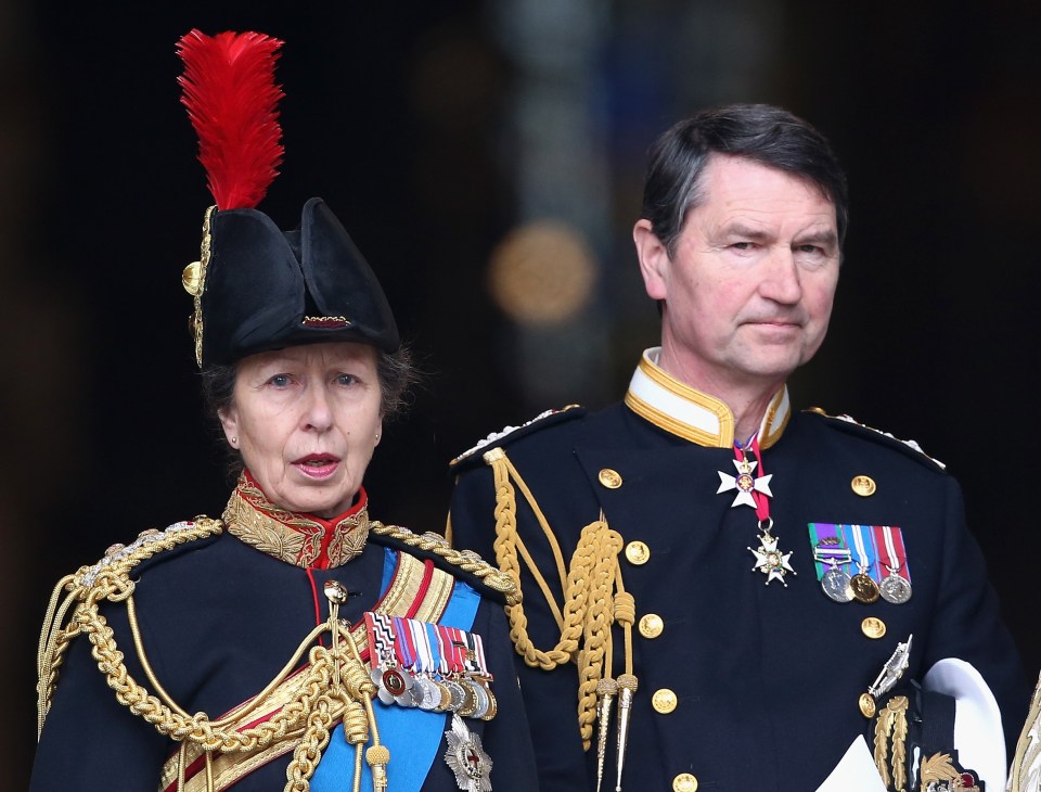 LONDON, ENGLAND - MARCH 13: Princess Anne, Princess Royal and Timothy Laurence leave St Paul's Cathedral after a Service of Commemoration for troops who were stationed in Afghanistan on March 13, 2015 in London, England. (Photo by Chris Jackson/Getty Images)