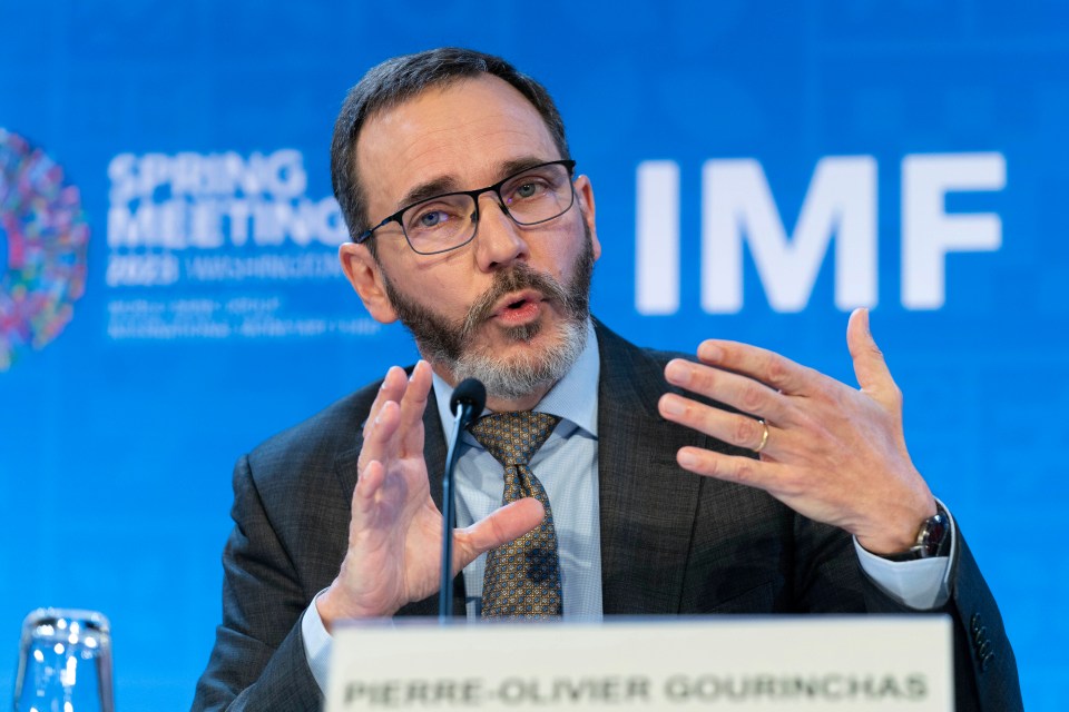 International Monetary Fund Director of the Research Department Pierre-Olivier Gourinchas speaks at a news conference during the World Bank/IMF Spring Meetings at the International Monetary Fund (IMF) headquarters in Washington, Tuesday, April 11, 2023. (AP Photo/Jose Luis Magana)