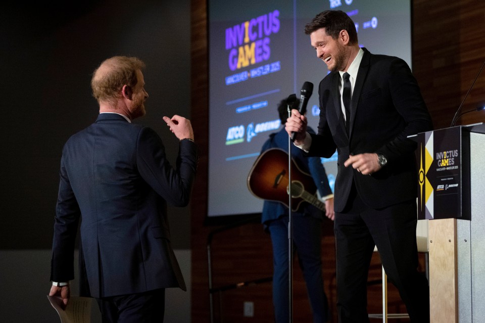 Prince Harry with crooner Michael Bublé