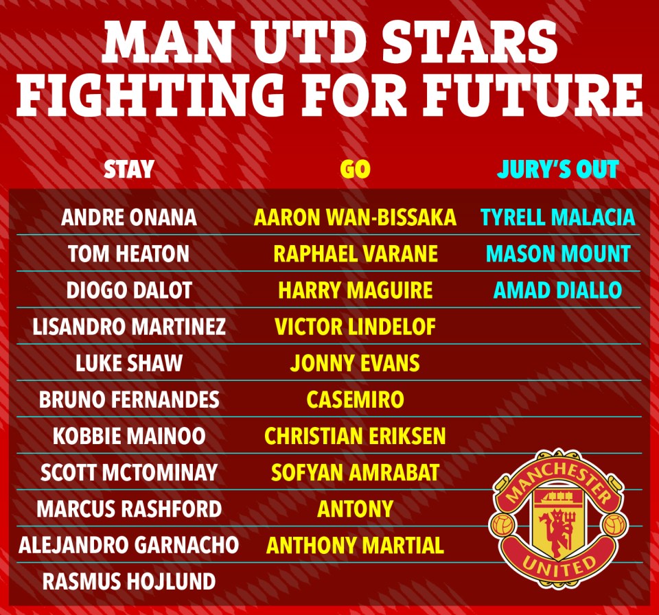 Here's the full list of how Ineos should deal with Man Utd's current squad in the summer