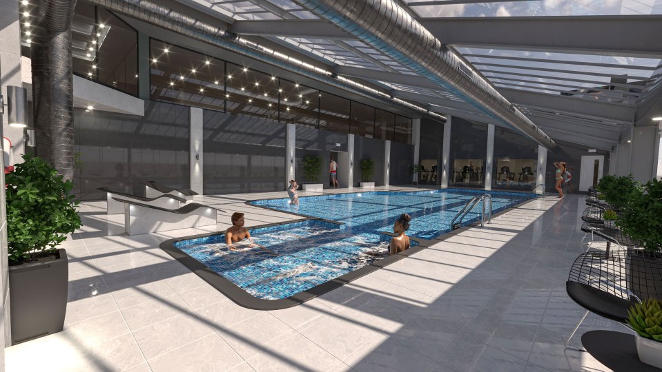 Guests will have access to an indoor pool with sky views