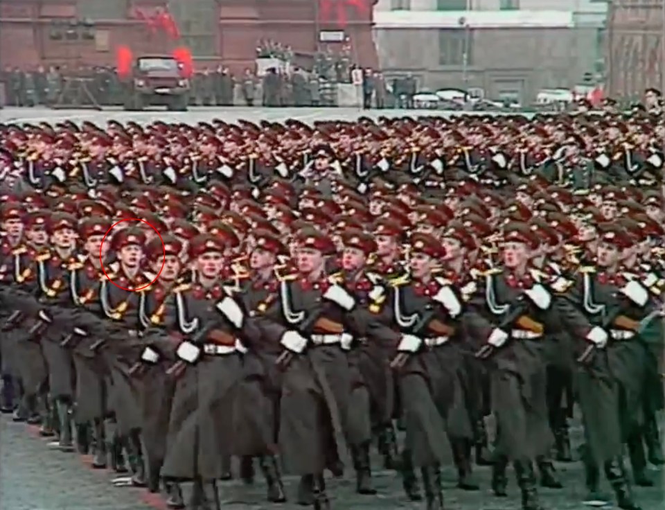 Remarkable footage shows Ukraine’s new army commander-in-chief General Oleksandr Syrsky, 58, (circled) when he marched into Red Square in Moscow as a Soviet cadet in 1986