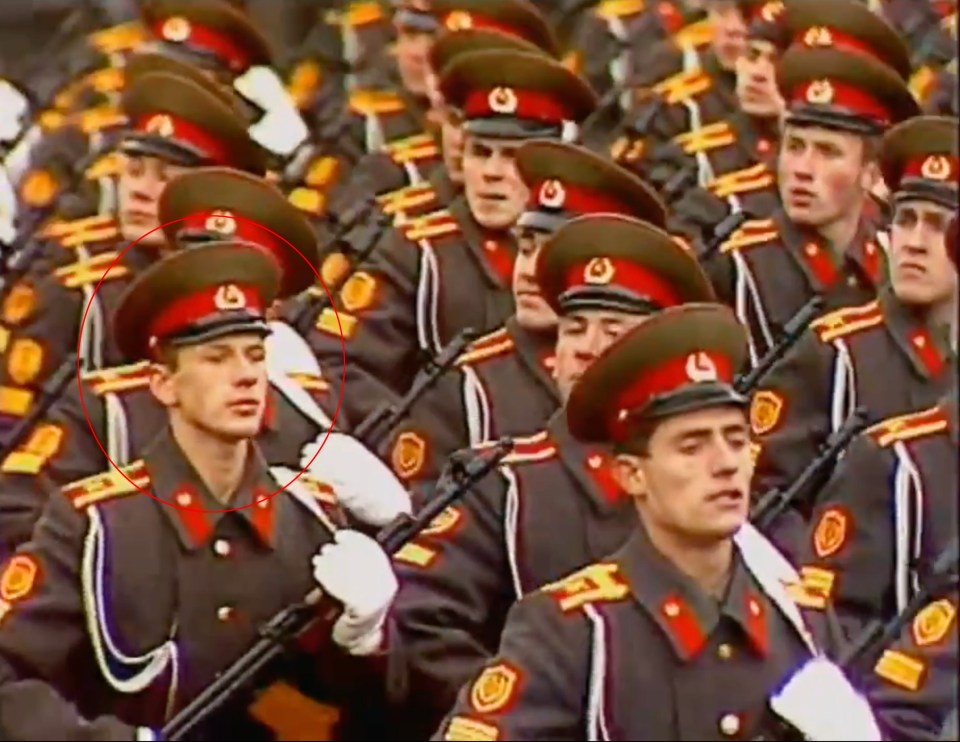 Remarkable footage shows Ukraine’s new army commander-in-chief General Oleksandr Syrsky, 58, (circled) when he marched into Red Square in Moscow as a Soviet cadet in 1986