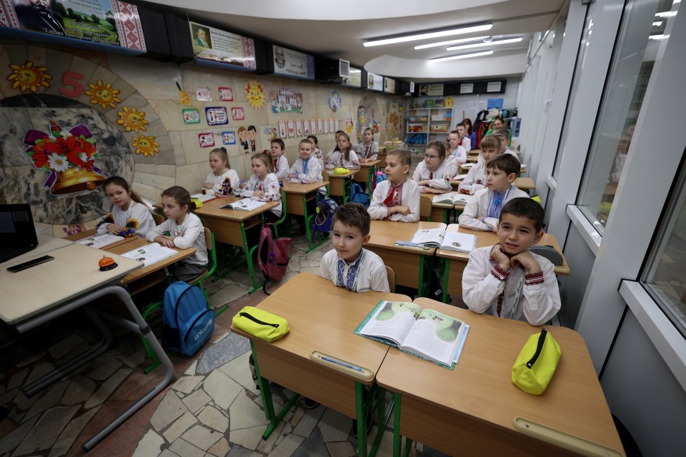 Thousands of kids aged six to 16 are learning in converted metro stations that protect them from the carnage above