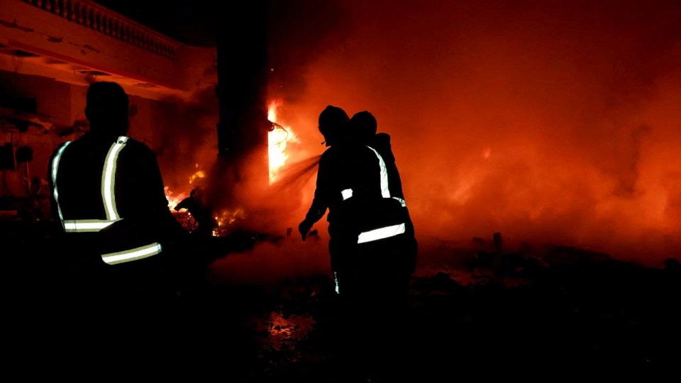 The site of Israeli and Hamas strikes in Rafah, Gaza, during the rescue operation