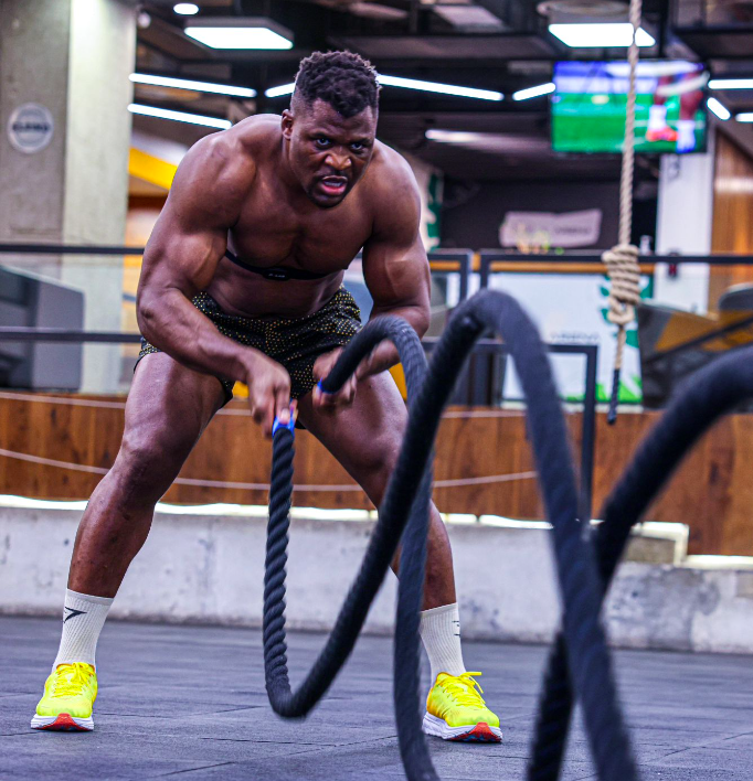 Francis Ngannou in training to fight Anthony Joshua