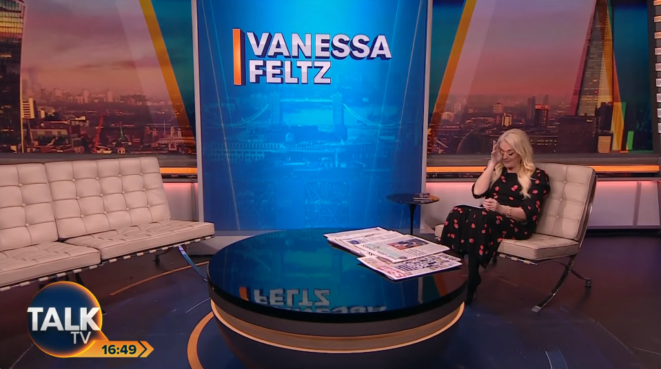 The TV personality wiped away her tears as she finished the interview with Esther Rantzen's daughter