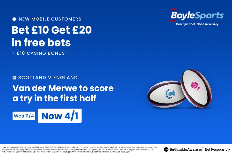 Scotland vs England – Six Nations: Get £20 in free bets and £10 casino bonus!