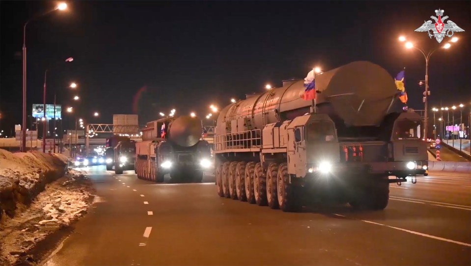 Putin moves his hulking Yars mobile nuclear missile launchers towards Moscow