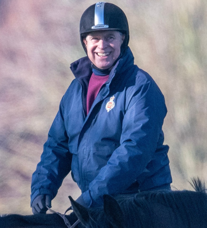 Prince Andrew riding a horse earlier this week