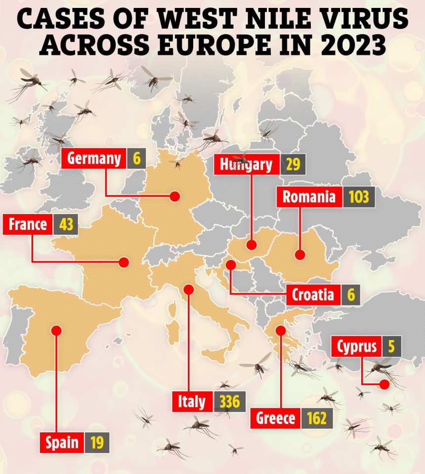 Popular holiday hotspots reported several West Nile virus infections in 2023