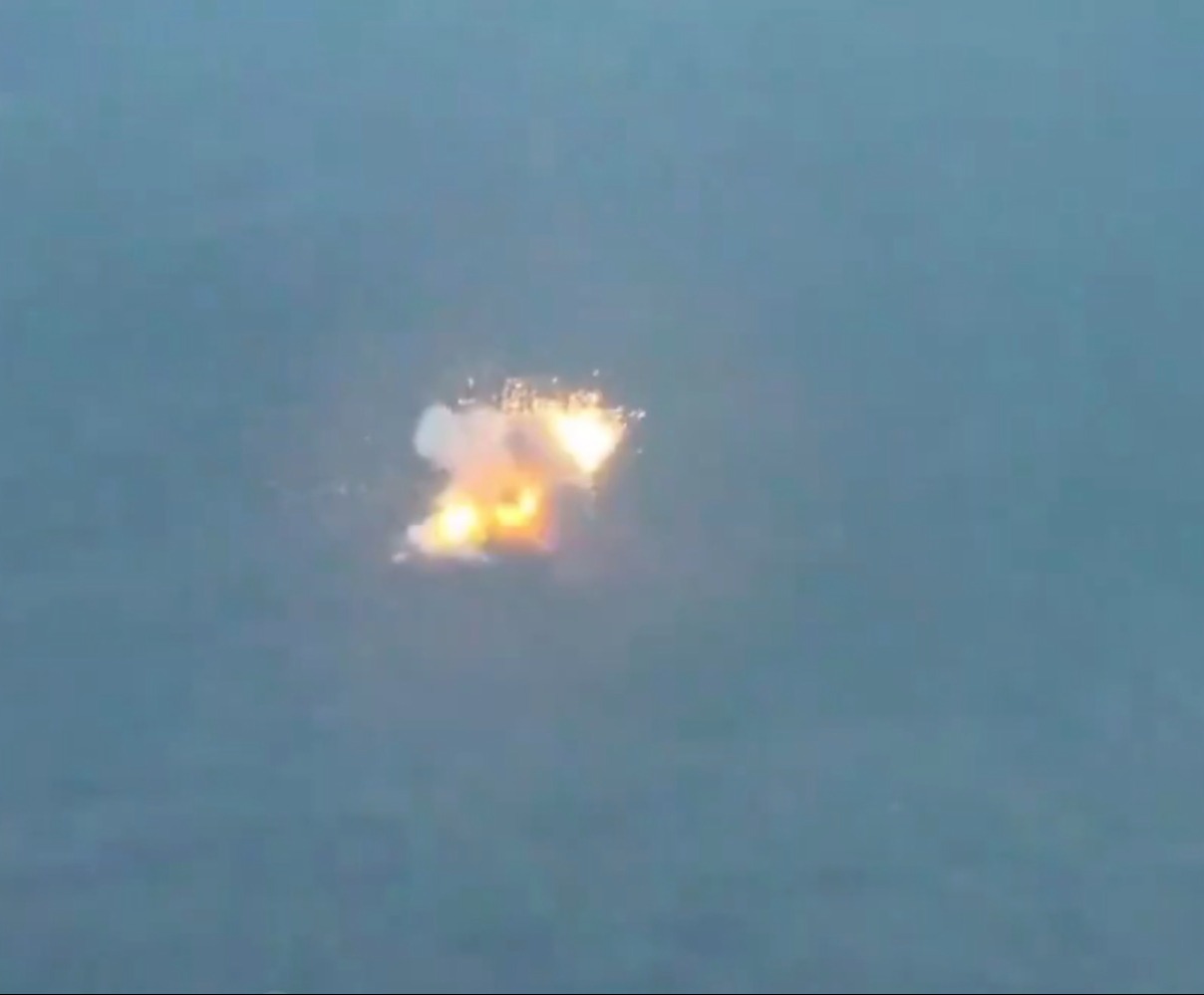 Seconds later, Putin's expensive tank exploded into flames - sparking a huge fireball that could be seen for miles