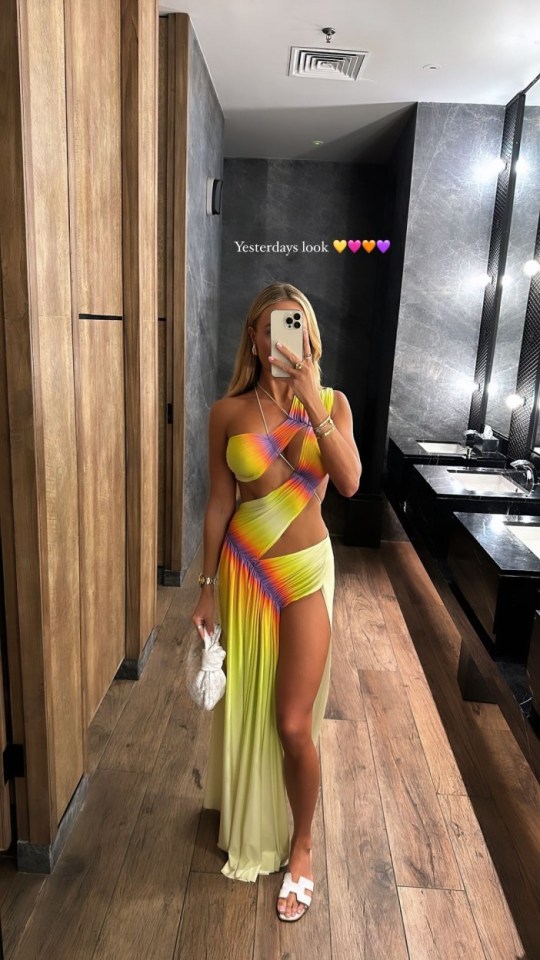 Amber Turner strappy cut out dress in Bali,