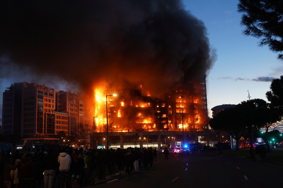 The blaze erupted at a 14-storey block in the Campanar neighbourhood