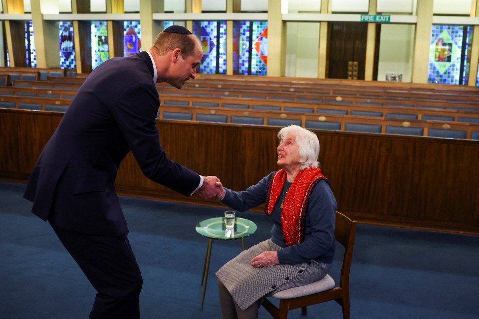 William shook hands with survivor Renee