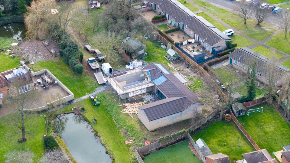 An aerial view of the illegal spa at Hannah’s £1.2million Bedfordshire mansion