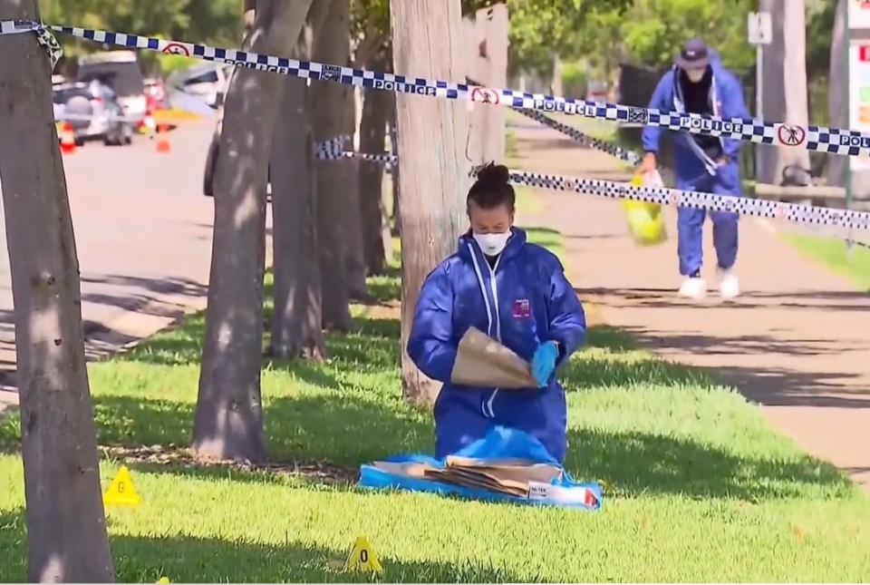 Forensics and police sealed off part of Lambton Street in Newcastle on Saturday morning