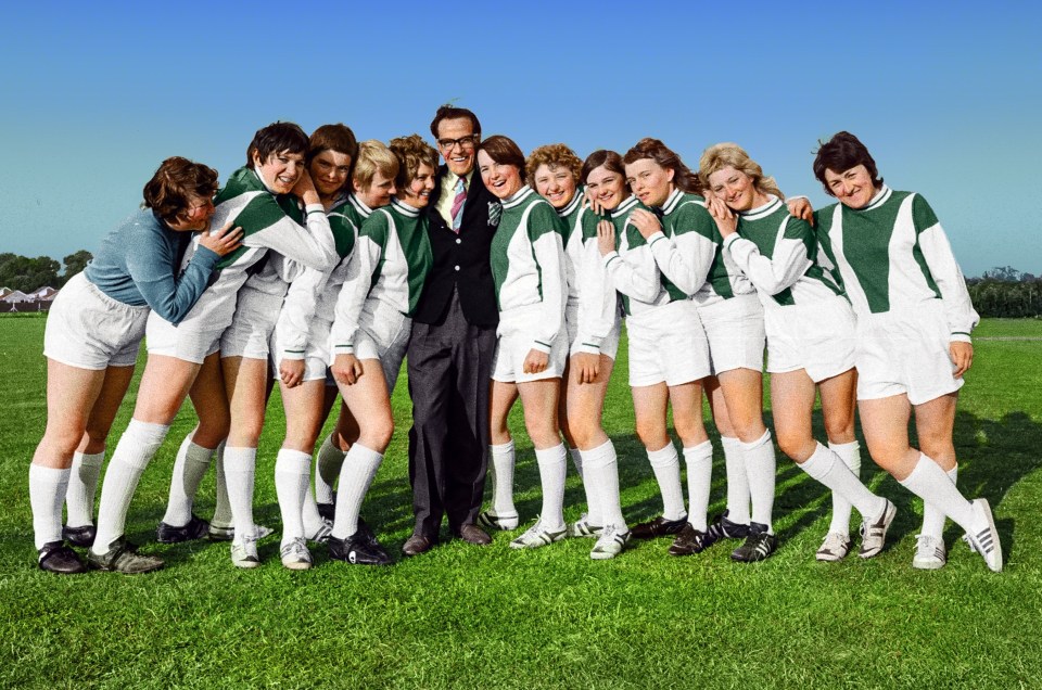 Manager Harry Batt with the 1971 England squad that played in the Mexico Women's World Cup - but were shunned and punished by the Football Association