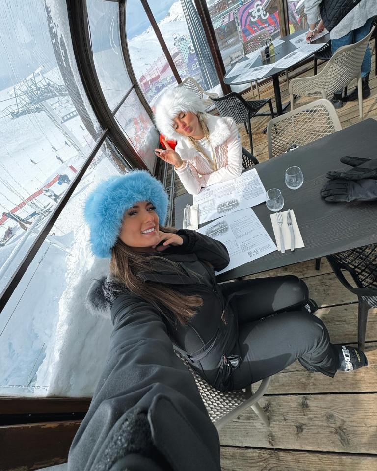 Chloe Burrows is on a skiing trip in the Alps with Millie Court